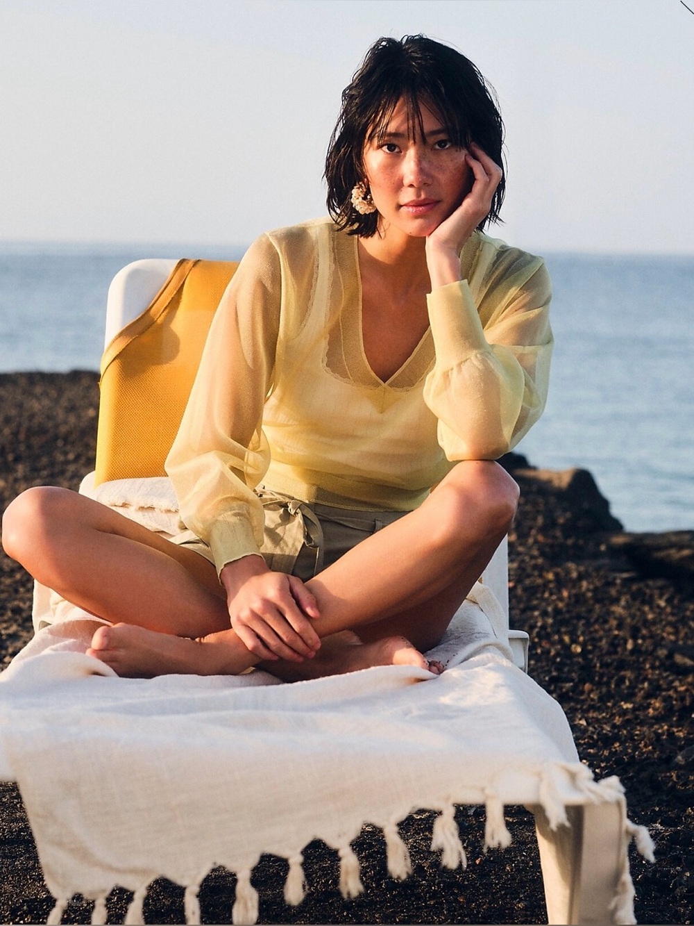 J.Crew Collection sheer V-neck sweater
